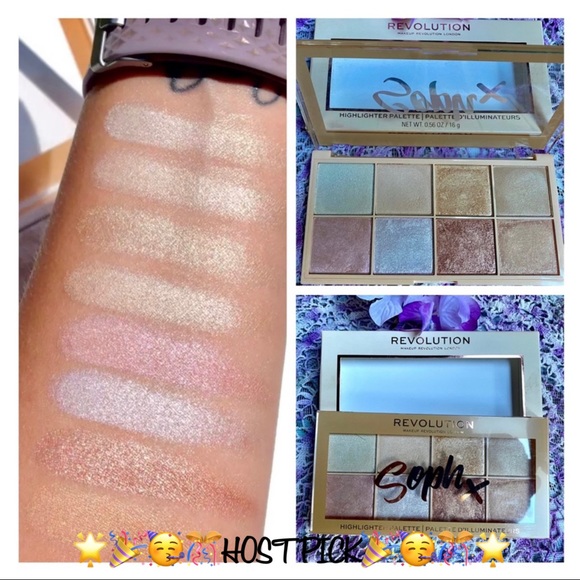 🎉HP🎊 NIB Makeup Revolution 8Pc Highlighter Shadow Palette “SOPH” - Picture 3 of 16